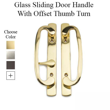 Legacy Glass Sliding Door Handle, Offset Thumb Turn - Choose Color